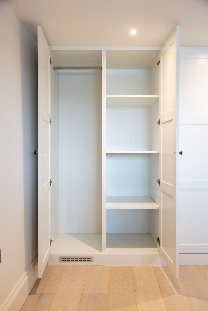 bespoke cabinet built in fitted wardrobe cornwall carpentry joinery storage charlestown shaker door bedroom furniture