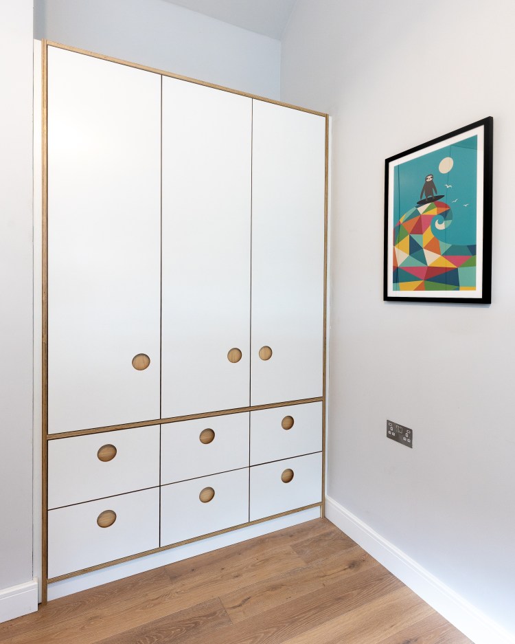 bespoke cabinet built in fitted wardrobe cornwall carpentry joinery storage charlestown birch ply birchply plywood poplar